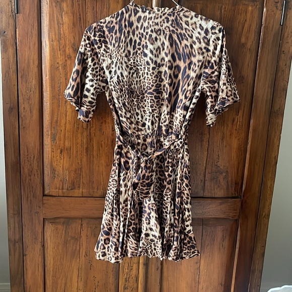 All Saints animal print mini dress. Size 2 ties in the back to customize fit . - Picture 5 of 7